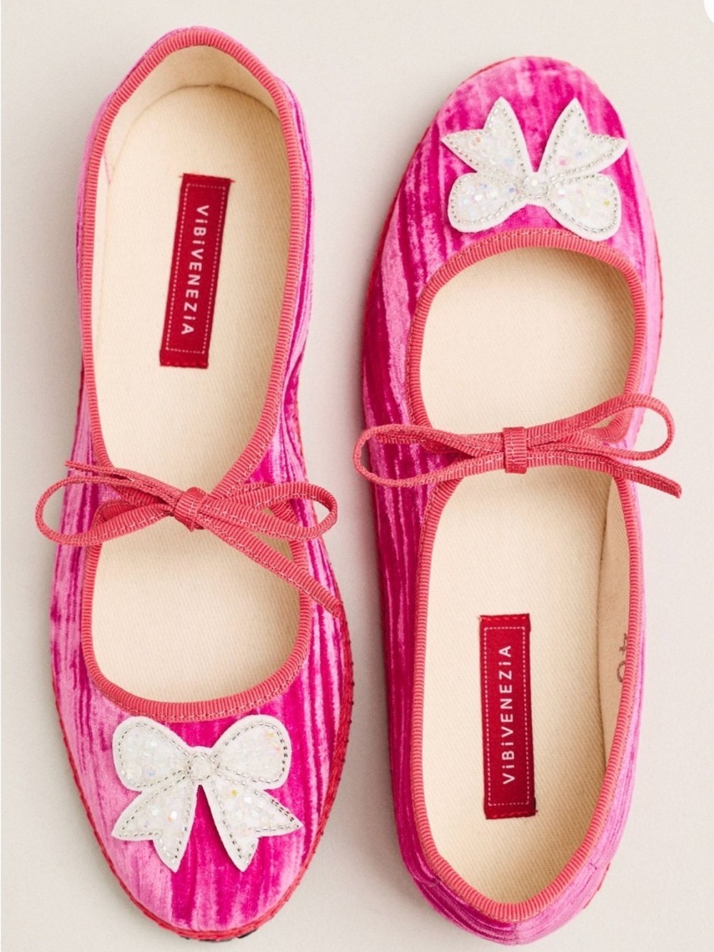 ViBi VENEZIA Brigitte Bow Flats Hot Pink Velvet Ballet Mary Jane NWOT
